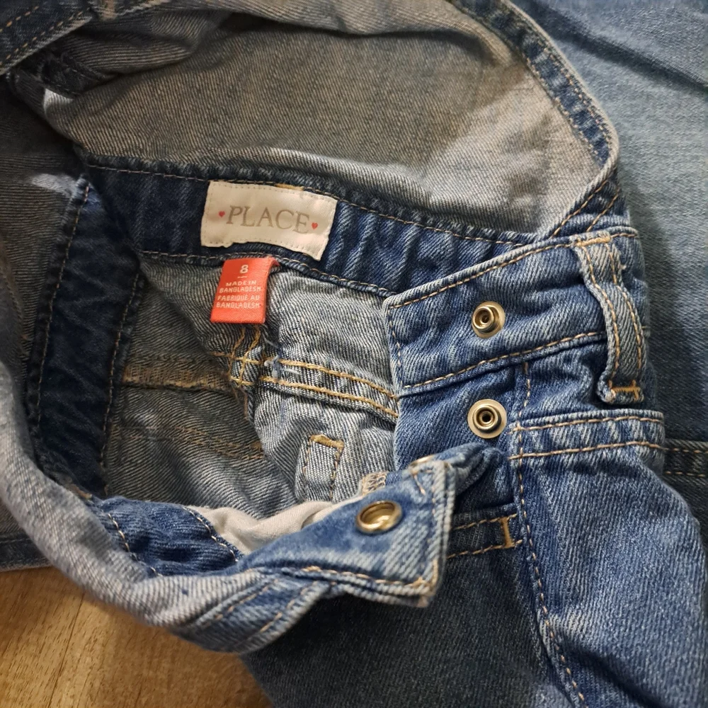 The Children's Place Blue Denim Dress Pockets Kids Overalls Size 8
